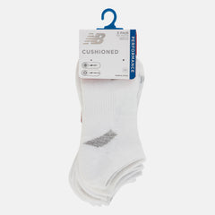 White Performance Cushion No Show Socks 3 Pack / New Balance Women|Men