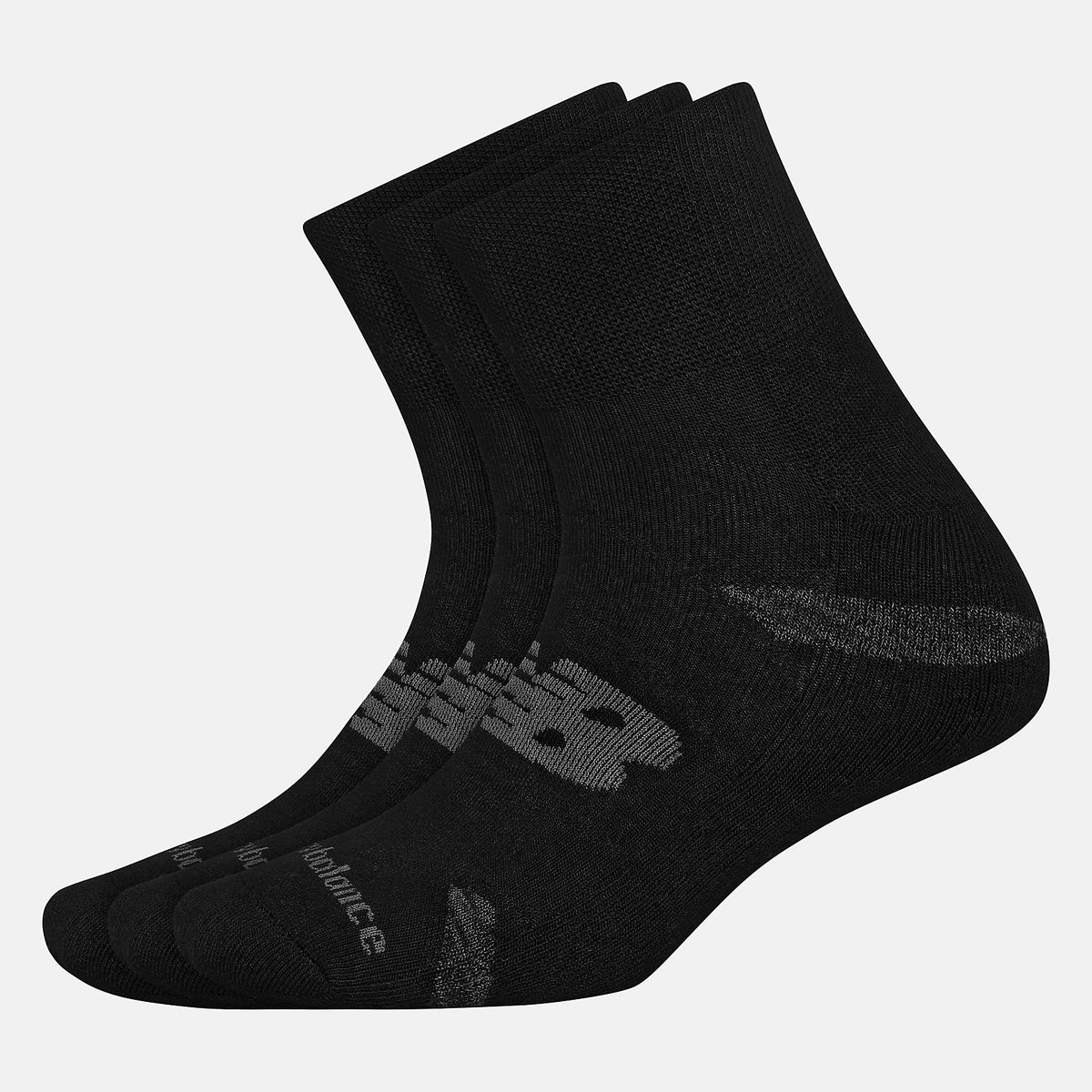 Black Performance Cushion Quarter Socks 3 Pack / New Balance Women|Men