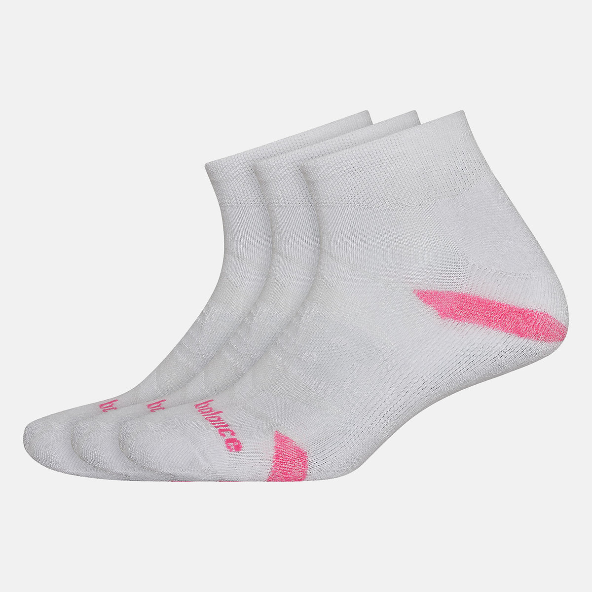 White Multi Performance Cushion Quarter Socks 3 Pack / New Balance Women|Men