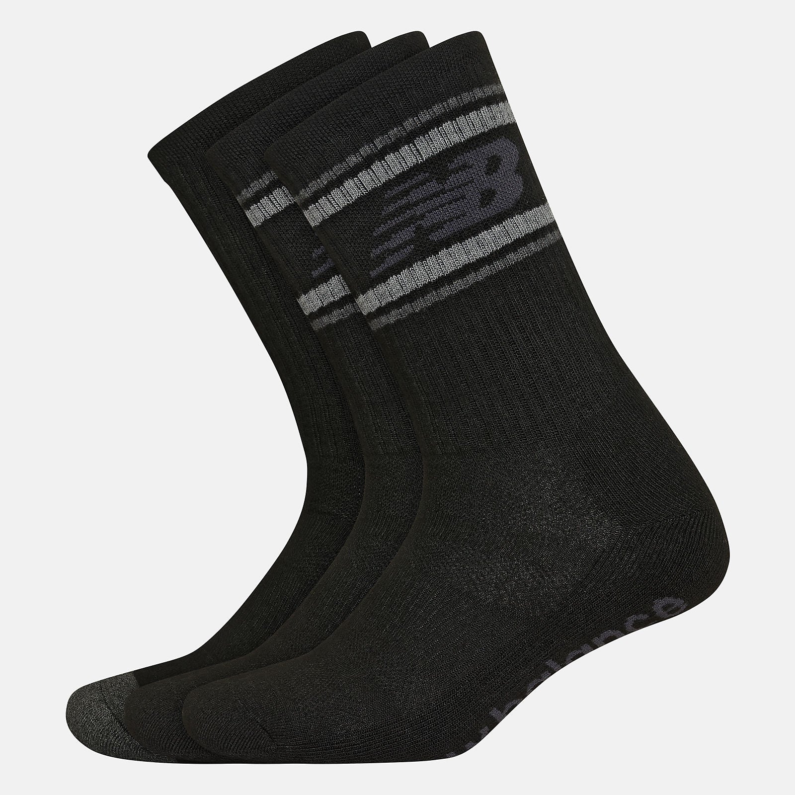 Black Performance Cushion Crew Socks 3 Pack / New Balance Women|Men