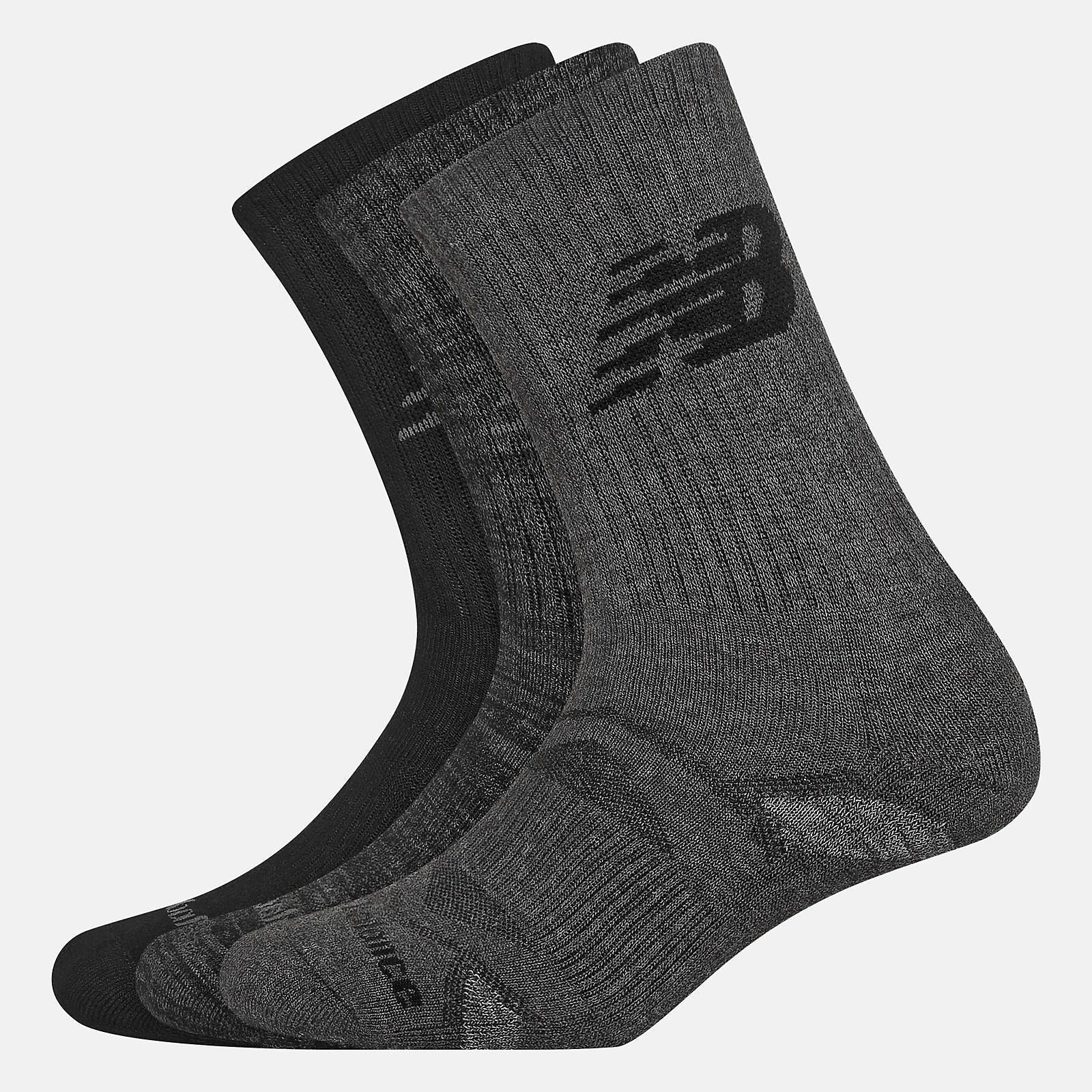 Black Performance Cushion Crew Socks 3 Pack / New Balance Women|Men