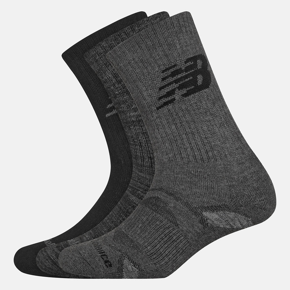 Black Performance Cushion Crew Socks 3 Pack / New Balance Women|Men