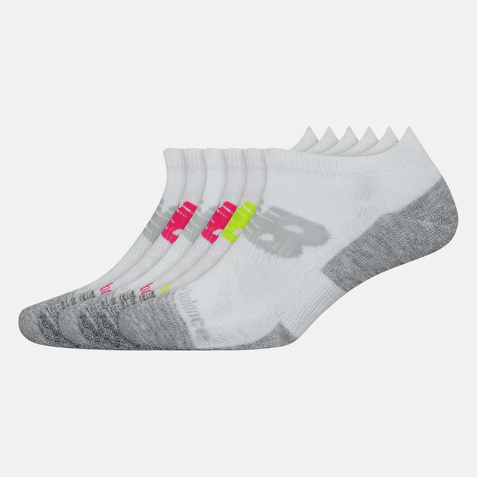 White Multi Performance Cushion Low-Cut Socks 6 Pack / New Balance Women|Men