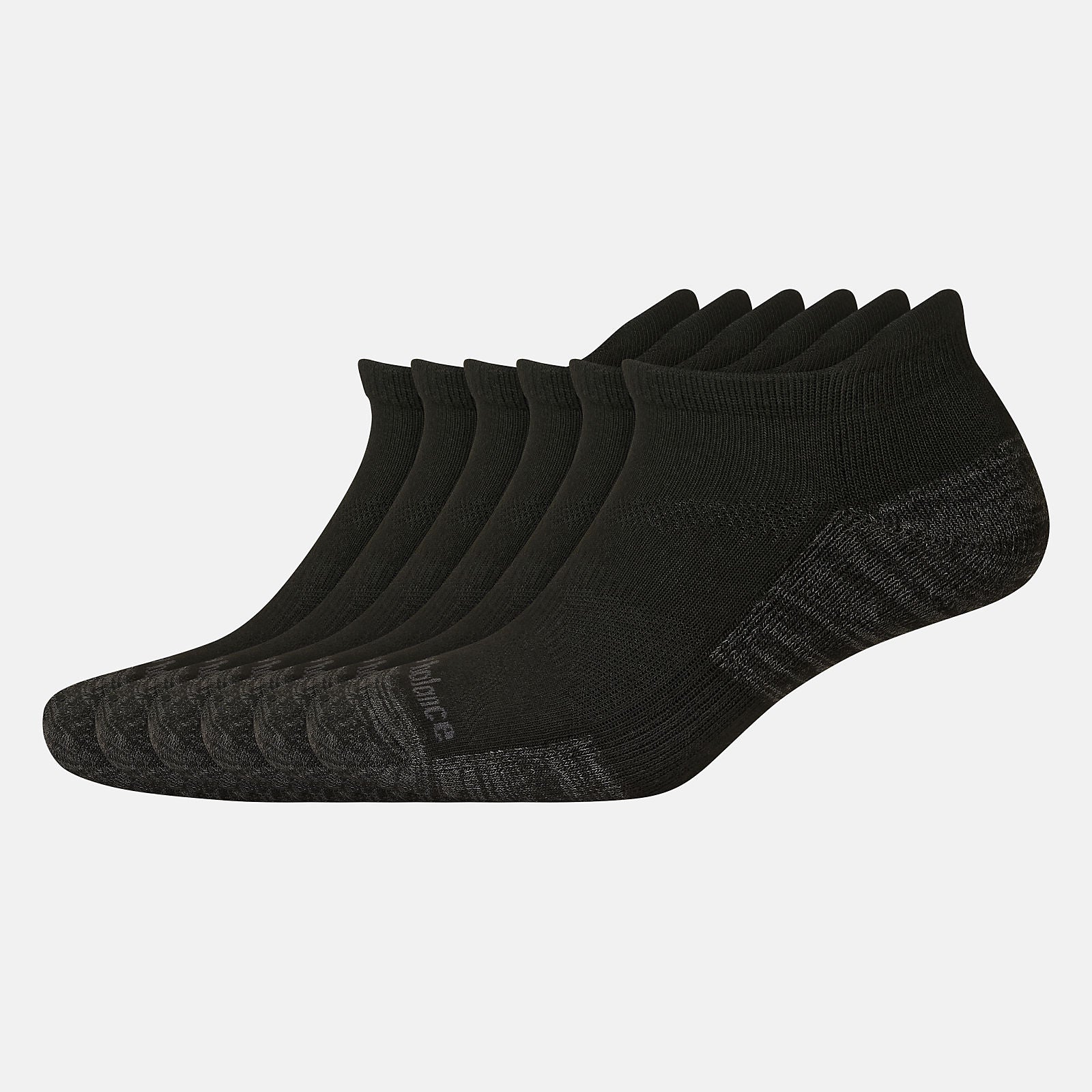 Black Performance Cushion Low Cut Tab Socks 6 Pack / New Balance Women|Men
