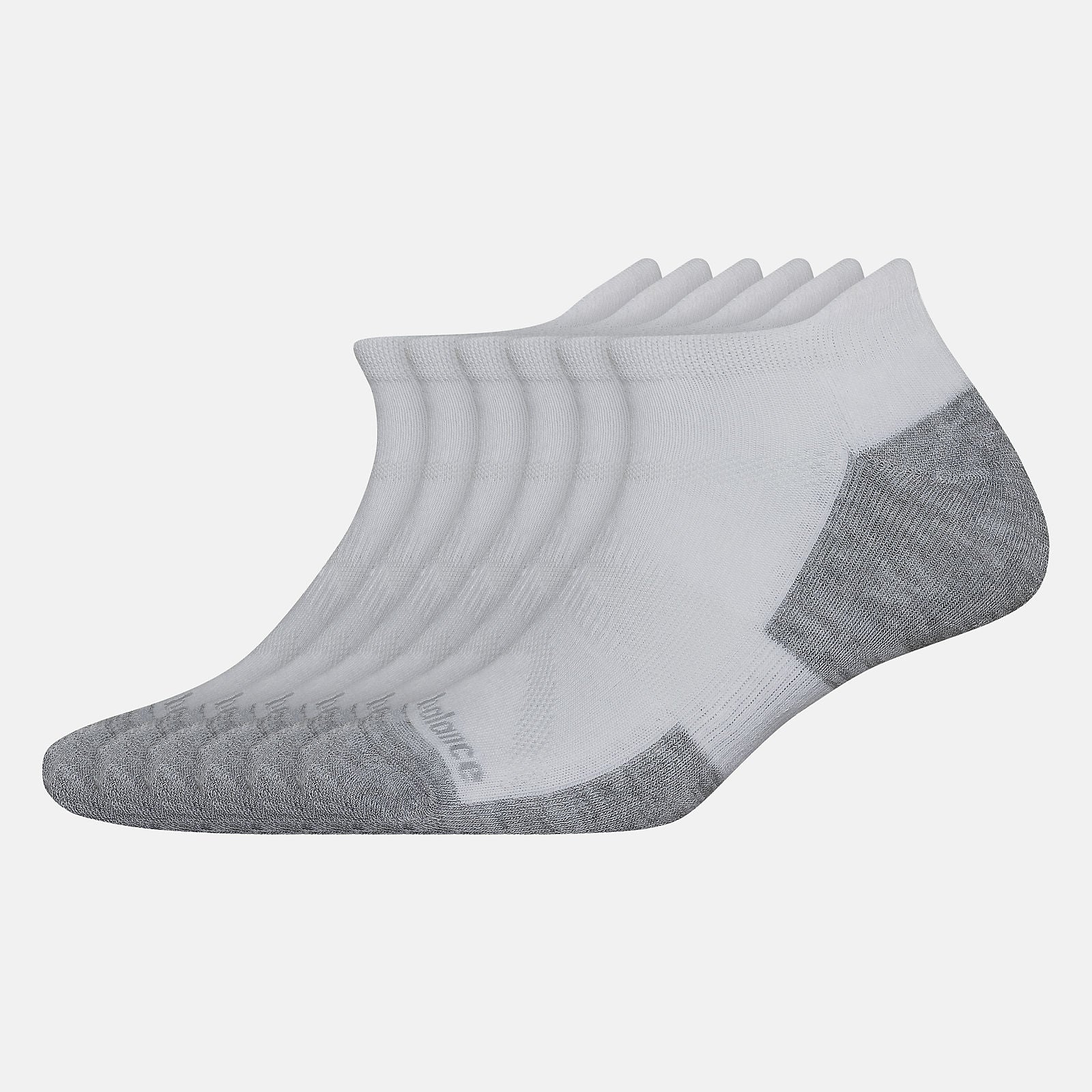 White Performance Cushion Low Cut Tab Socks 6 Pack / New Balance Women|Men