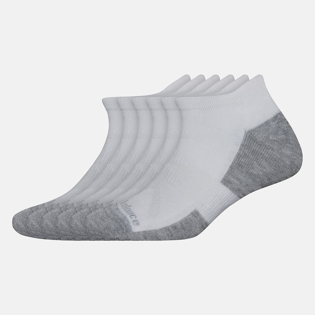 White Performance Cushion Low Cut Tab Socks 6 Pack / New Balance Women|Men