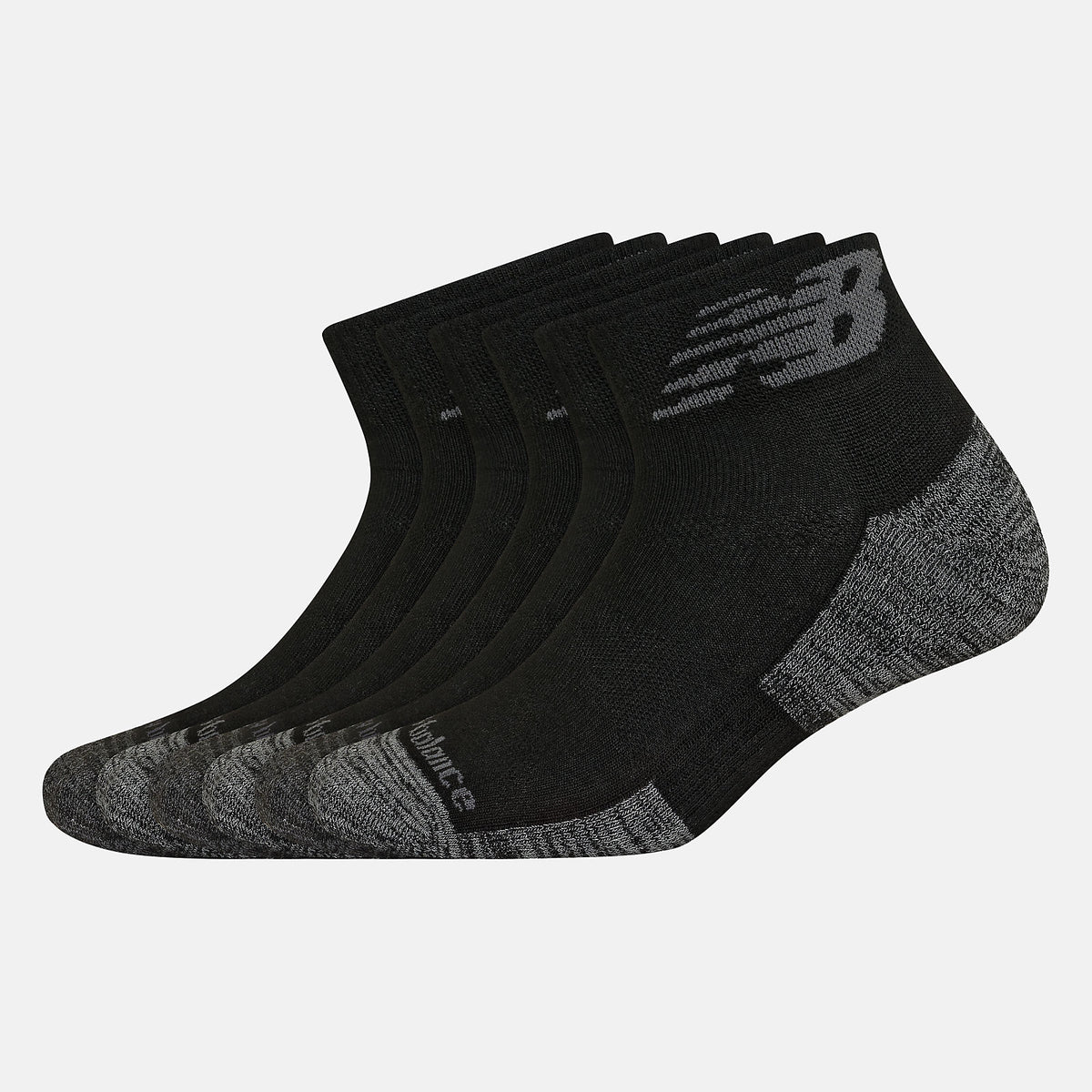 Black Performance Cushion Quarter Socks 6 Pack / New Balance Women|Men