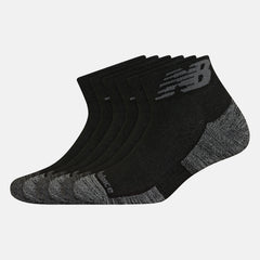 Black Performance Cushion Quarter Socks 6 Pack / New Balance Women|Men