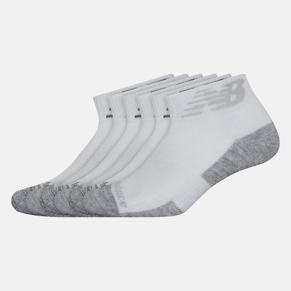 White Performance Cushion Quarter Socks 6 Pack / New Balance Women|Men