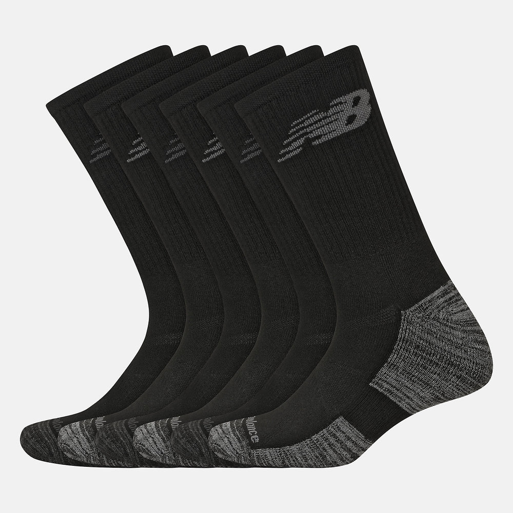 Black Performance Cushion Crew Socks 6 Pack / New Balance Women|Men