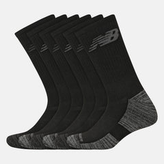 Black Performance Cushion Crew Socks 6 Pack / New Balance Women|Men