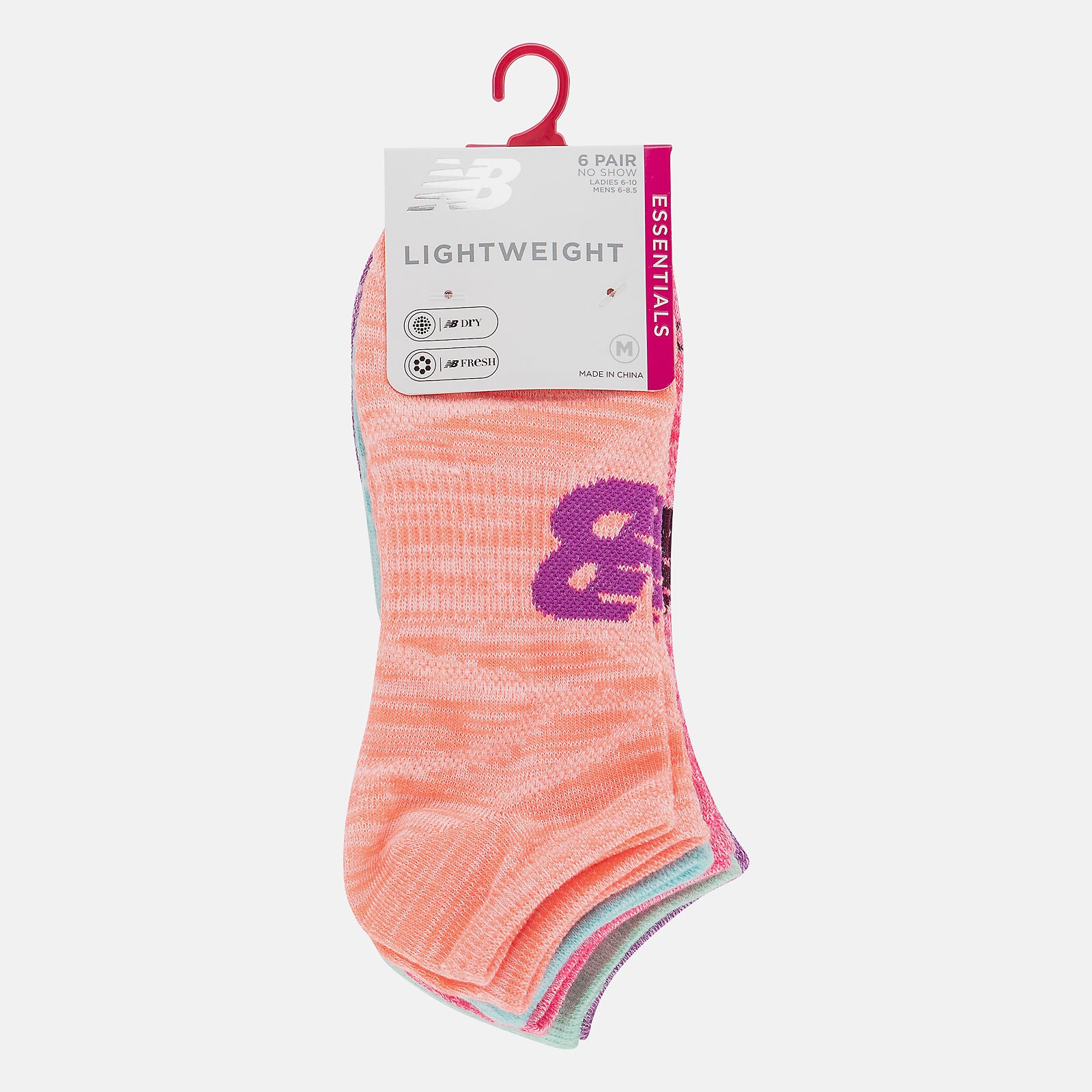 Assorted Colors 1 Lightweight No Show Socks 6 Pack / New Balance Women|Men