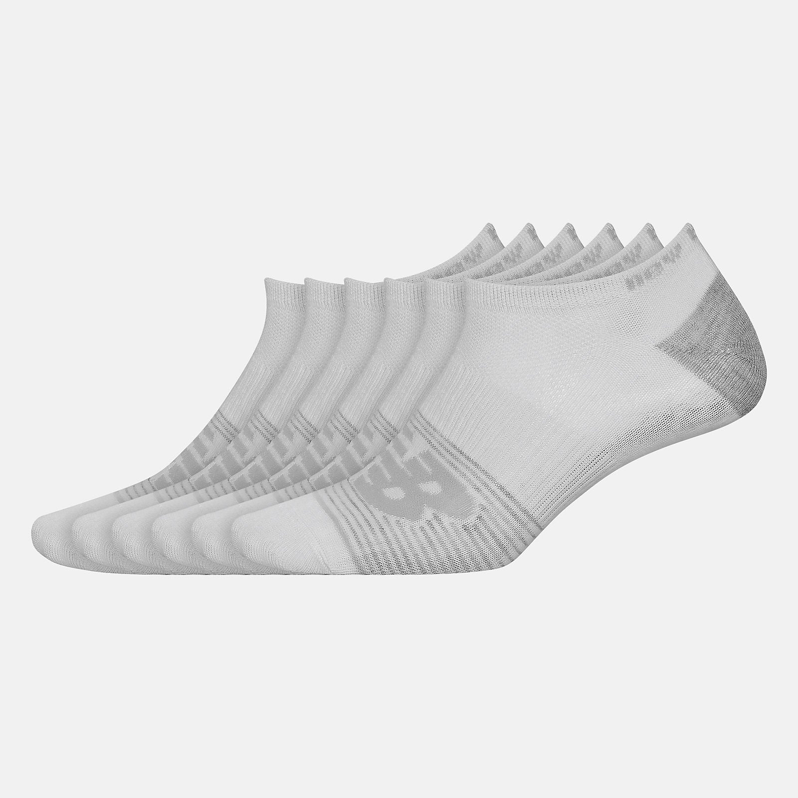 White Lightweight No Show Socks 6 Pack / New Balance Women|Men