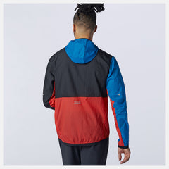 Black/Wave Blue Printed Impact Run Light Pack Jacket / New Balance Men