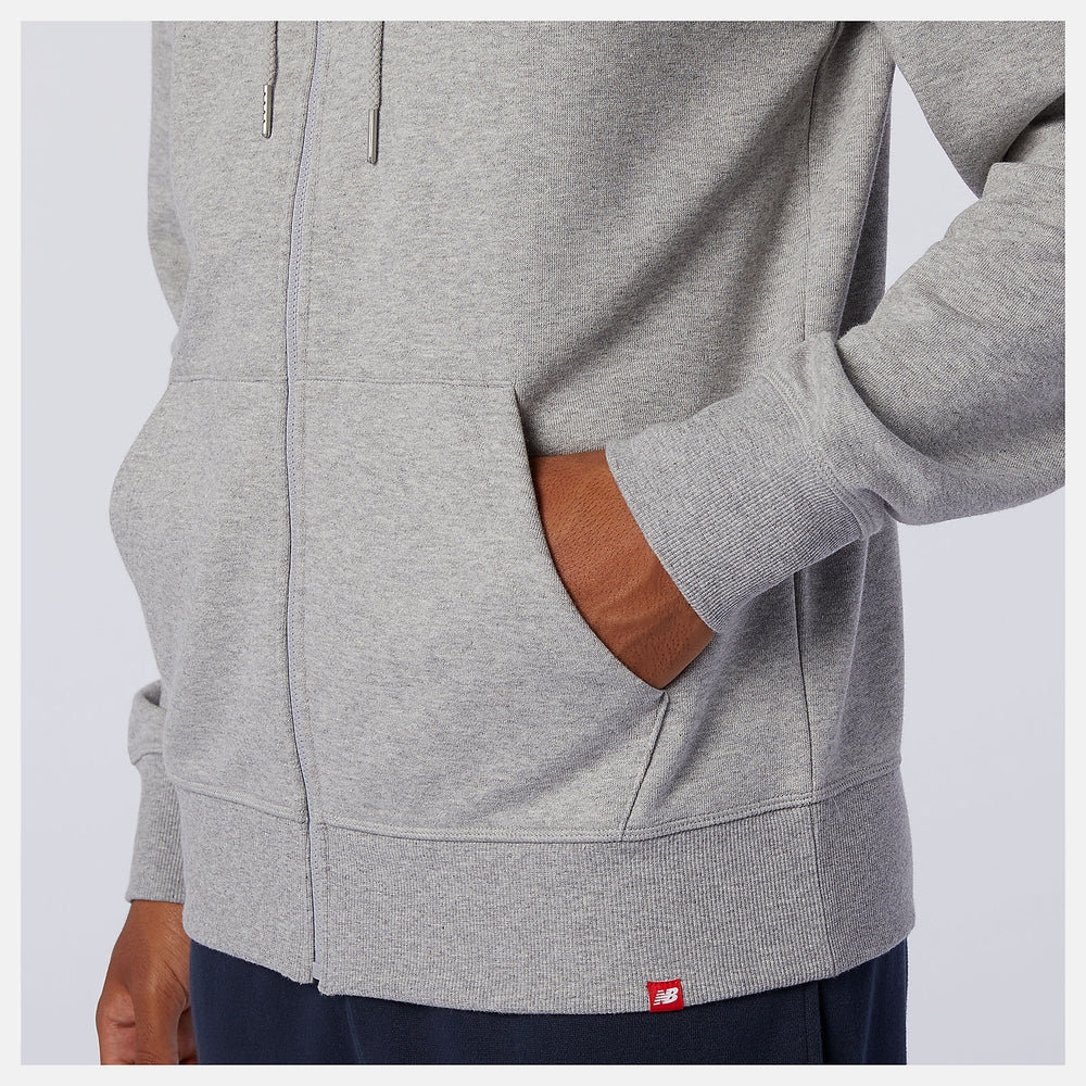 Athletic Grey NB Essentials Stacked Full Zip Hoodie / New Balance Men