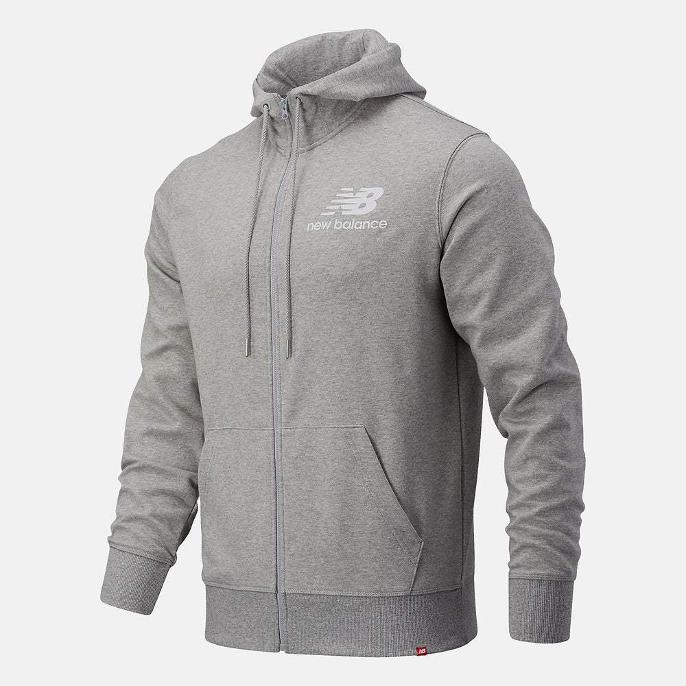 Athletic Grey NB Essentials Stacked Full Zip Hoodie / New Balance Men