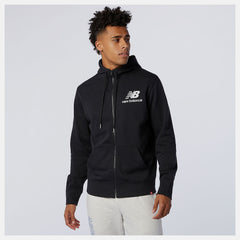 Black NB Essentials Stacked Full Zip Hoodie / New Balance Men