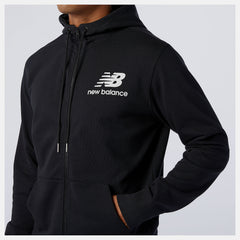 Black NB Essentials Stacked Full Zip Hoodie / New Balance Men