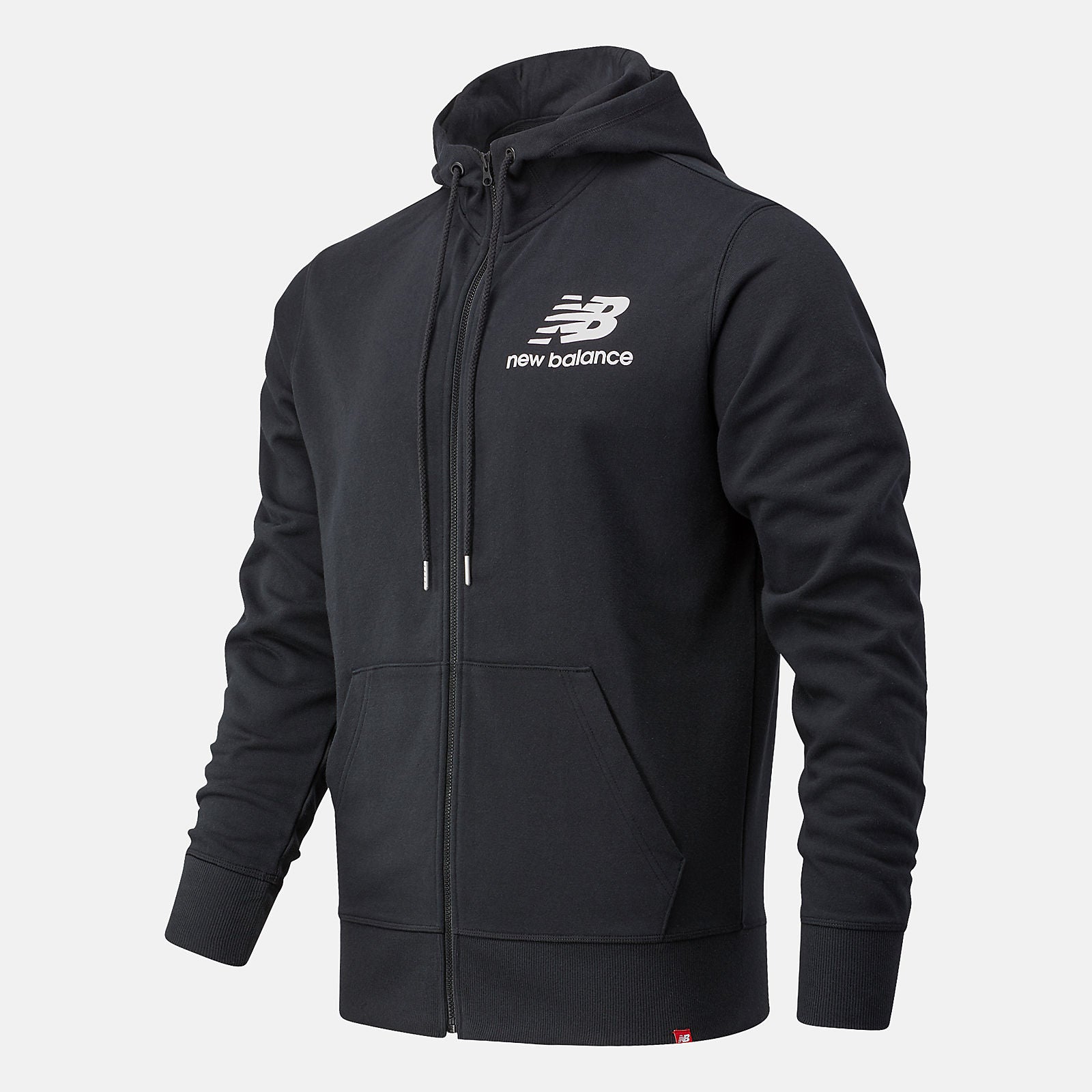 Black NB Essentials Stacked Full Zip Hoodie / New Balance Men