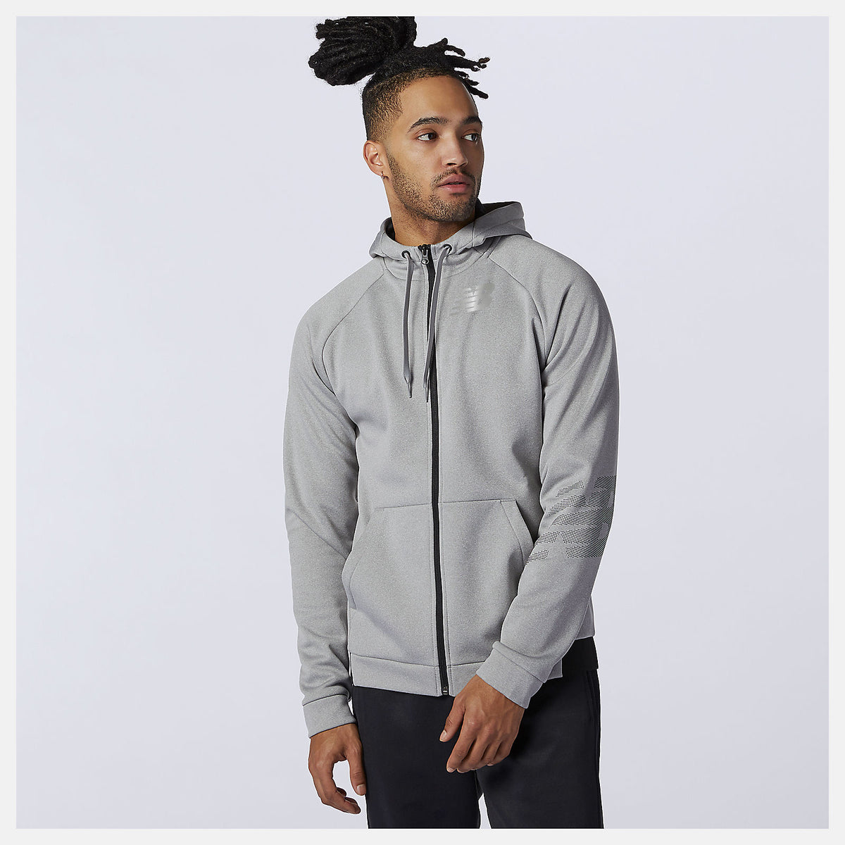 Athletic Grey Tenacity Fleece Full Zip Hoodie / New Balance Men