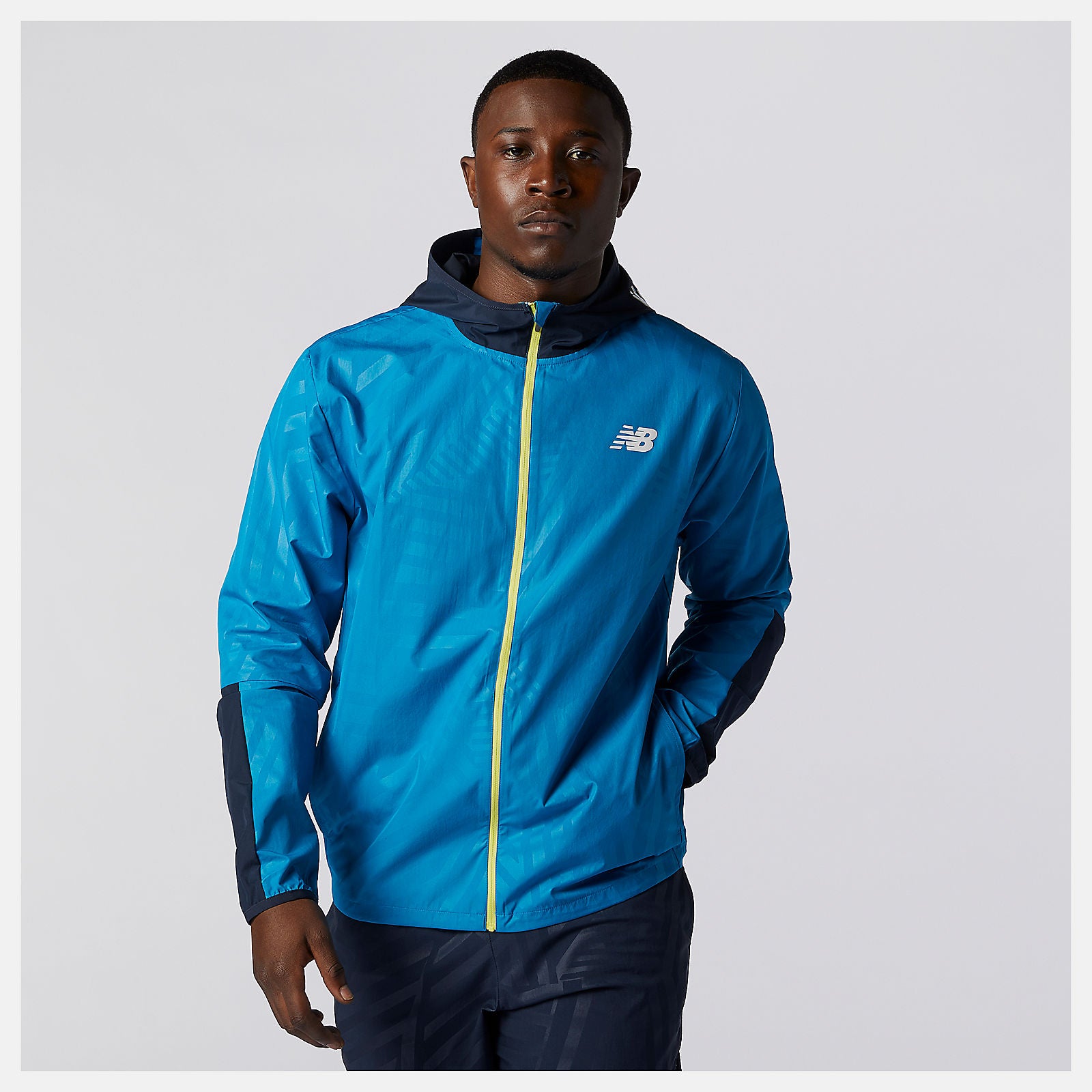 Wave Blue Printed Fast Flight Jacket / New Balance Men