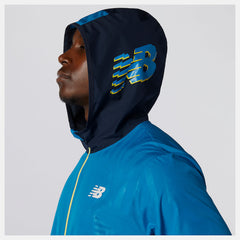 Wave Blue Printed Fast Flight Jacket / New Balance Men