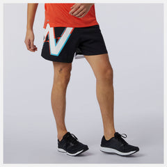 Wave Blue Printed Impact Run 5 Inch Short / New Balance Men