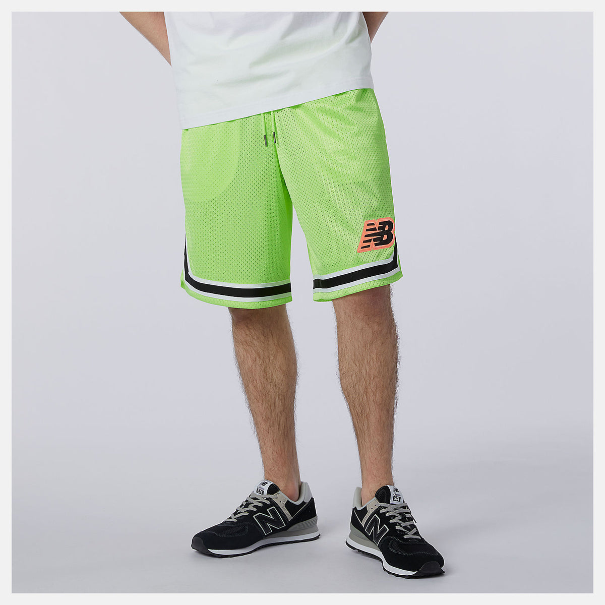 Bleached Lime Glo NB Athletics Psy Varsity Mesh Short / New Balance Men