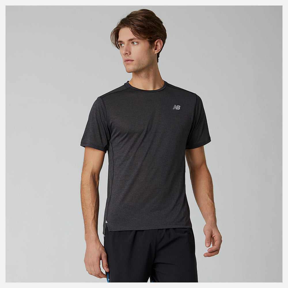 Black Heather Impact Run Short Sleeve / New Balance Men
