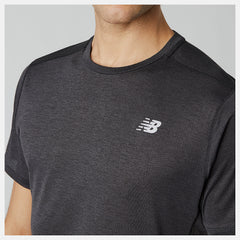 Black Heather Impact Run Short Sleeve / New Balance Men