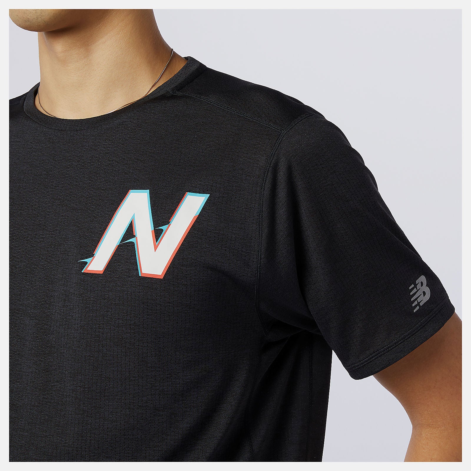 Wave Blue Printed Impact Run Short Sleeve / New Balance Men