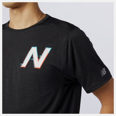 Wave Blue Printed Impact Run Short Sleeve / New Balance Men
