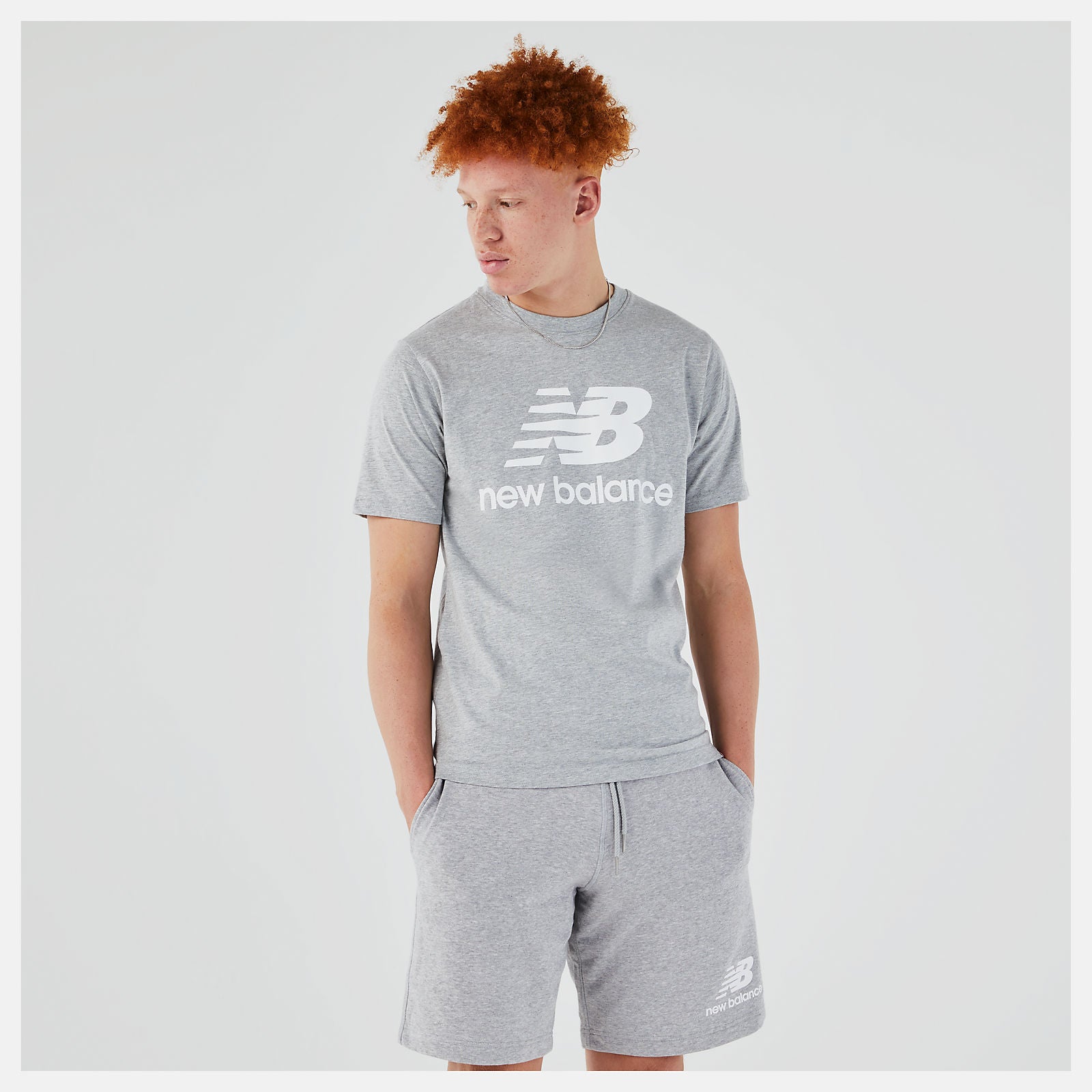 Athletic Grey Essentials Stacked Logo Tee / New Balance Men