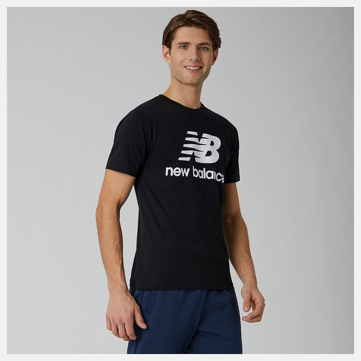 Black Essentials Stacked Logo Tee / New Balance Men