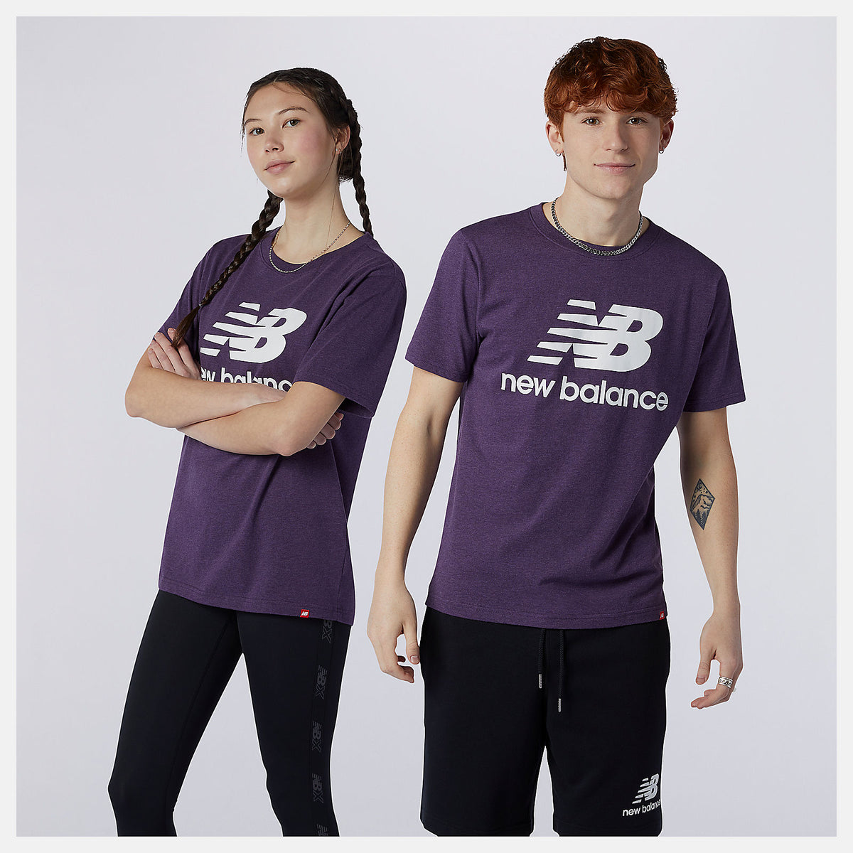 Prism Purple Essentials Stacked Logo Tee / New Balance Men