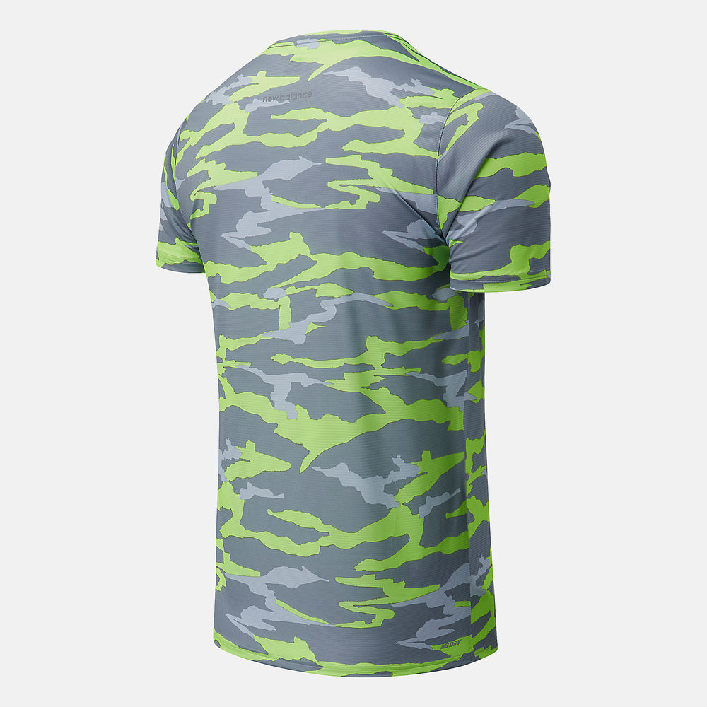 Bleached Lime Glo/Outerspace Printed Accelerate Short Sleeve / New Balance Men