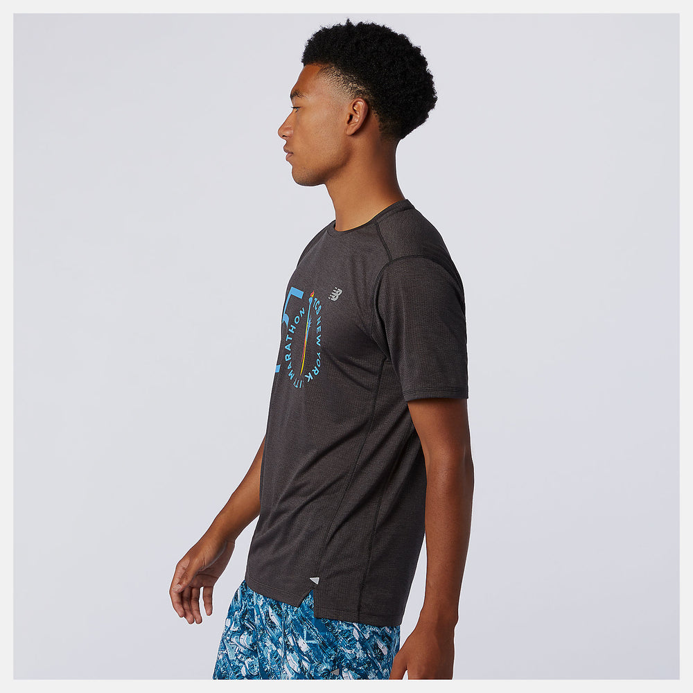 Black Heather NYC Marathon Impact Run Short Sleeve / New Balance Men