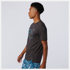 Black Heather NYC Marathon Impact Run Short Sleeve / New Balance Men
