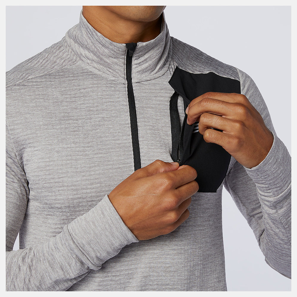 Athletic Grey NB Heat Grid Half Zip / New Balance Men