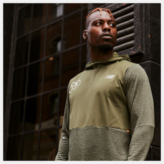Oak Leaf Green NYC Marathon Impact Run Grid Back Hoodie / New Balance Men
