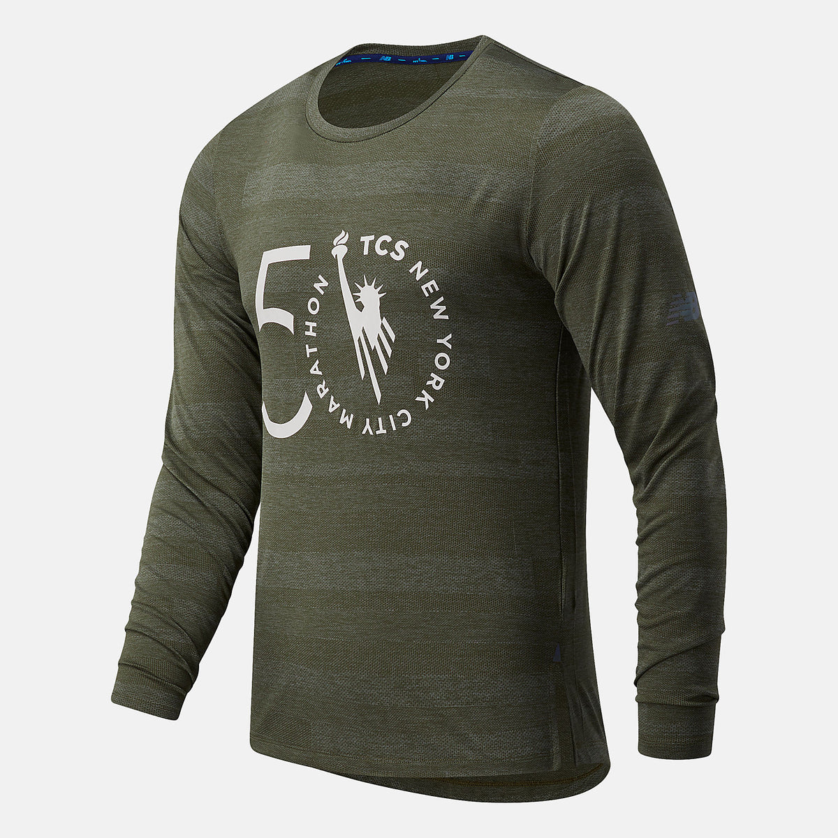 Oak Leaf Green NYC Marathon Q Speed Fuel Jacquard Long Sleeve / New Balance Men