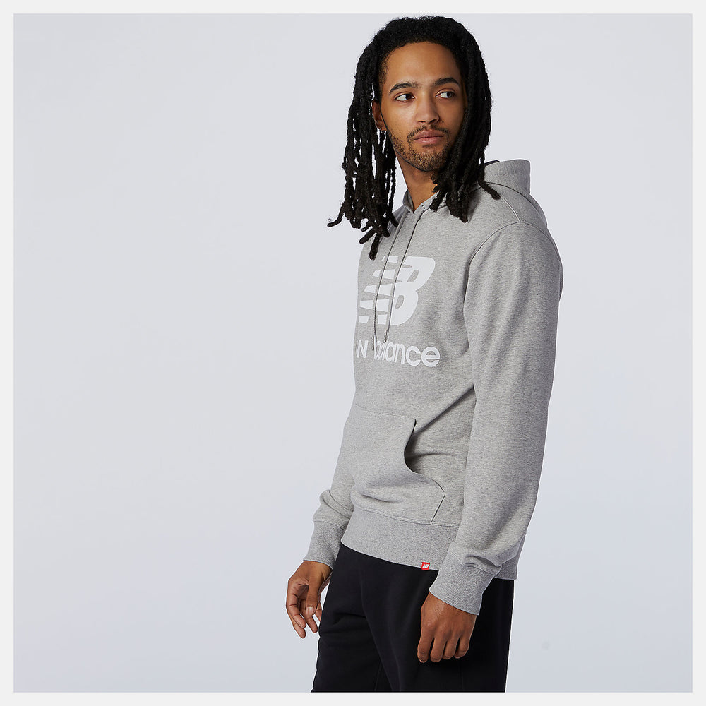 Athletic Grey NB Essentials Stacked Logo Po Hoodie / New Balance Men