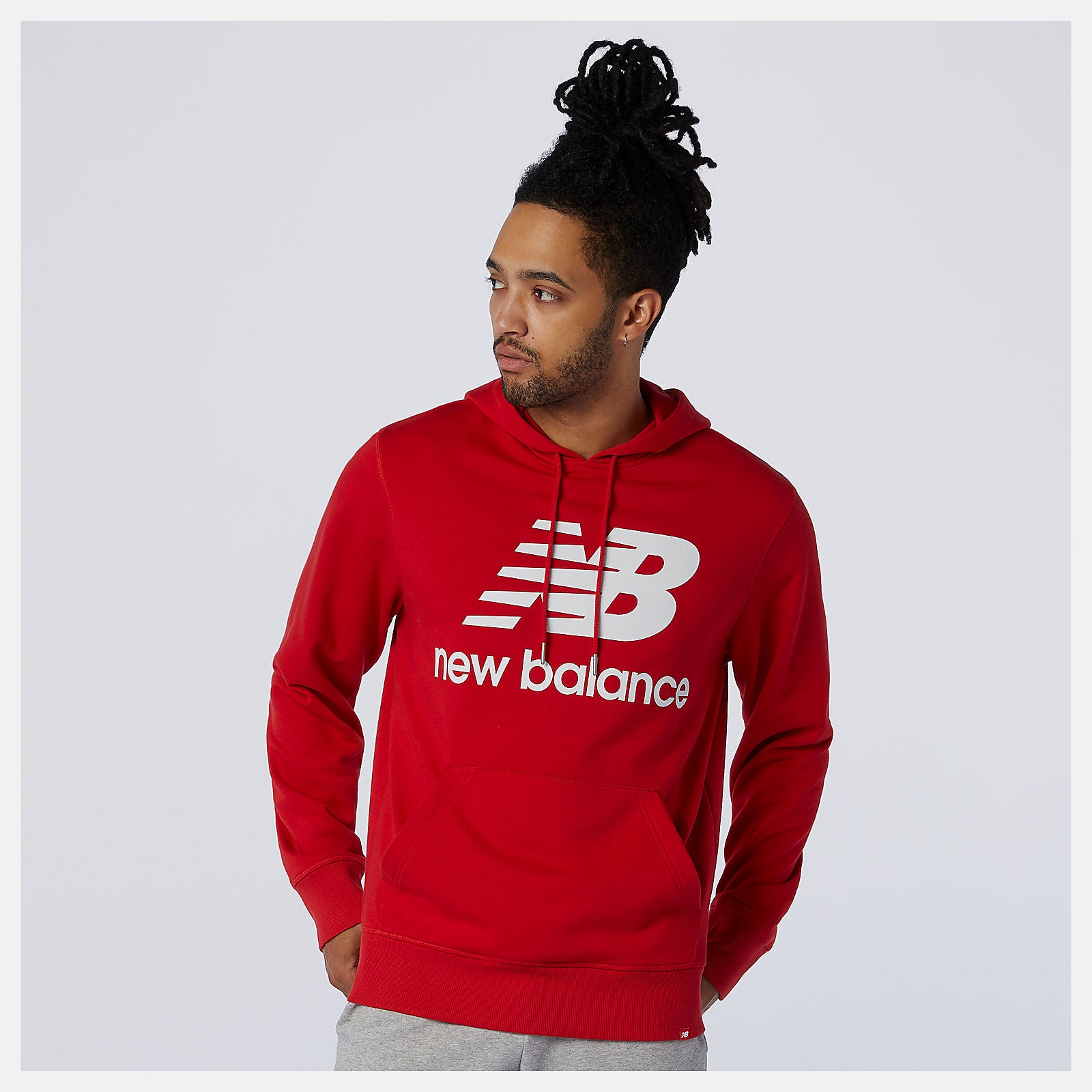 Team Red Inline NB Essentials Stacked Logo Po Hoodie / New Balance Men