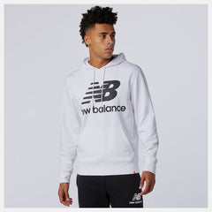 White NB Essentials Stacked Logo Po Hoodie / New Balance Men