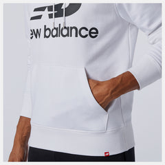 White NB Essentials Stacked Logo Po Hoodie / New Balance Men