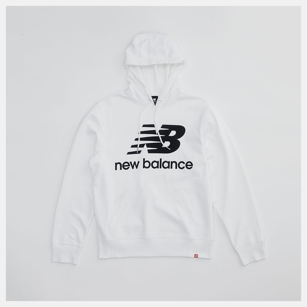 White NB Essentials Stacked Logo Po Hoodie / New Balance Men