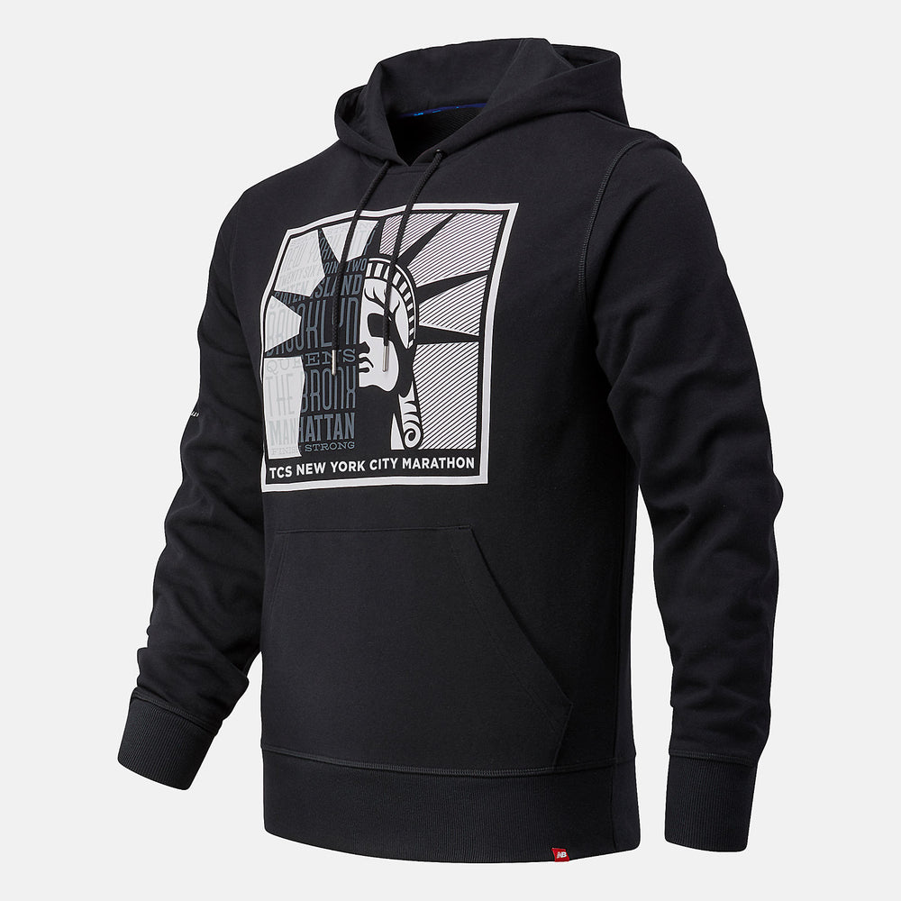 Black NYC Marathon Essentials Stacked Logo Po Hoodie / New Balance Men