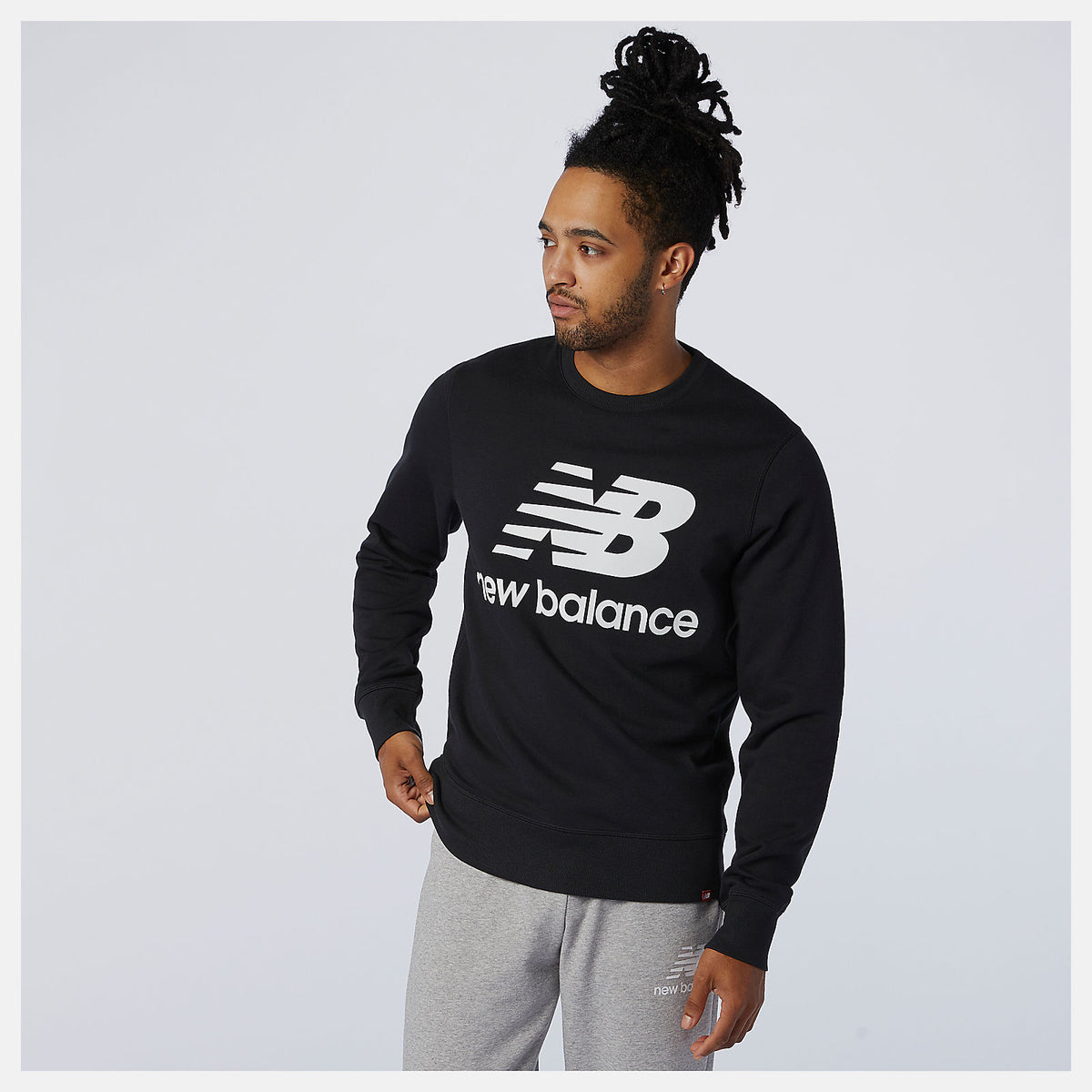 Black NB Essentials Stacked Logo Crew / New Balance Men