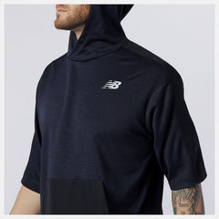 Eclipse Heather Tenacity Lightweight Knit Short Sleeve Hoodie / New Balance Men
