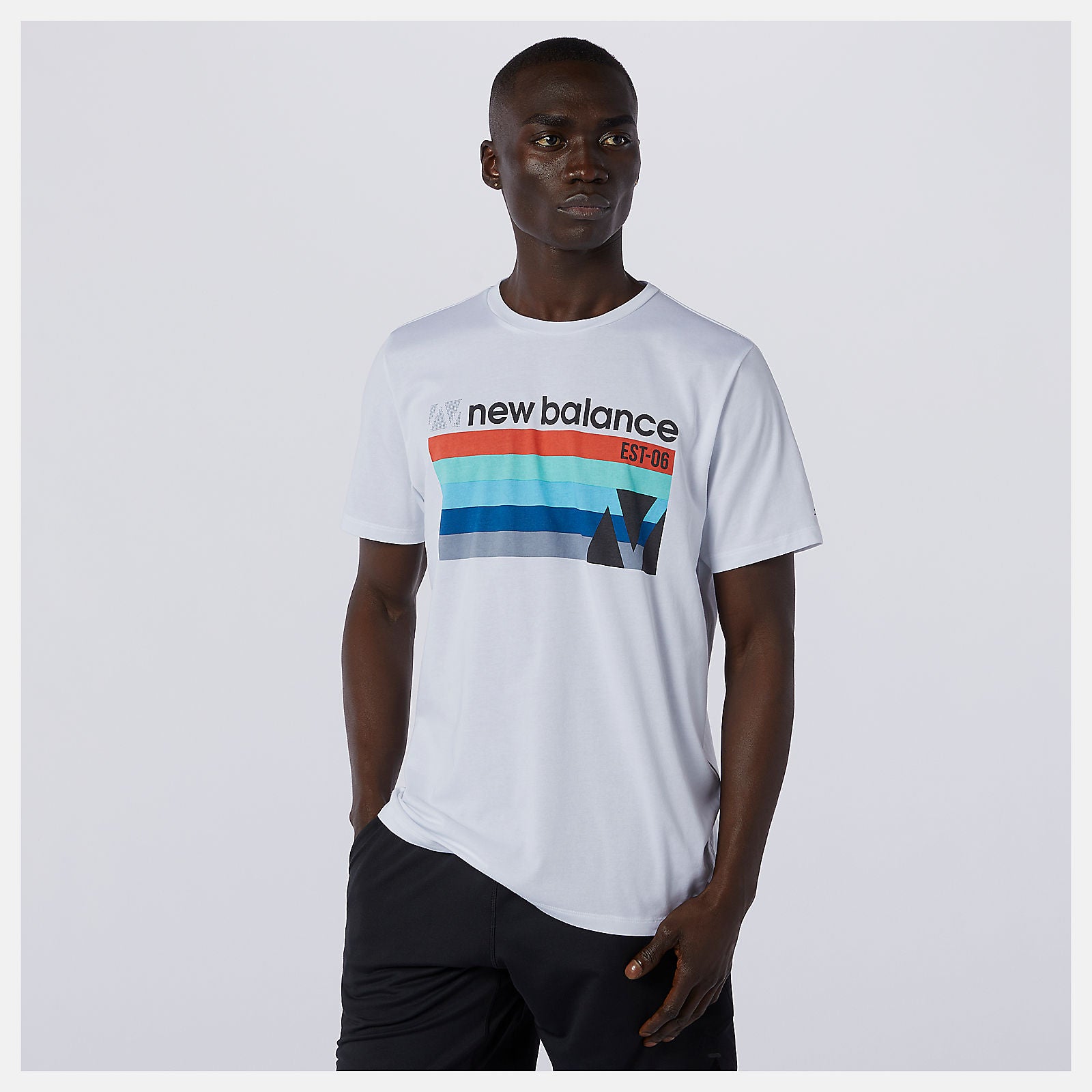 White Multi Graphic Heathertech Tee / New Balance Men